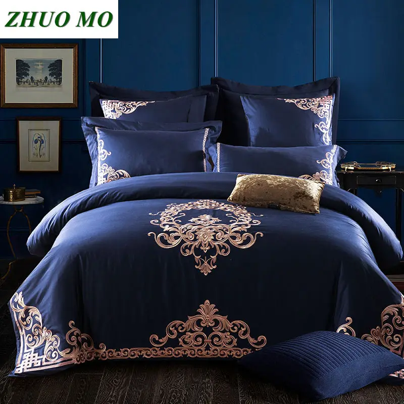 

Embroidery Luxury Royal Bedding Set King Queen Size 60S Egyptian Cotton Silky 4/6pcs Boho Bed Set Duvet Cover Bed sheet set