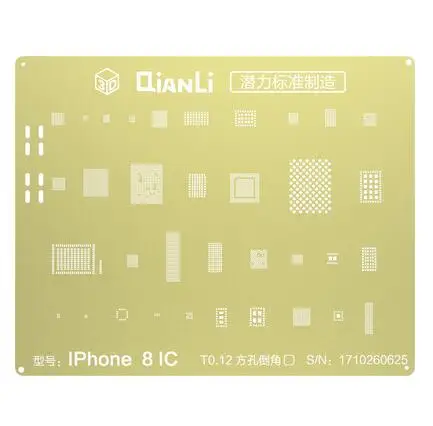 3D Золотой BGA трафарет QIANLI IOS для iPhone 6 6 Plus 6 S 7 7 P 8 P процессор ОЗУ A8 A9 A10 A11 IC реболлинга стальная сетка Оловянная сеть для растений 0,12 мм - Цвет: For iPhone 8 8Plus