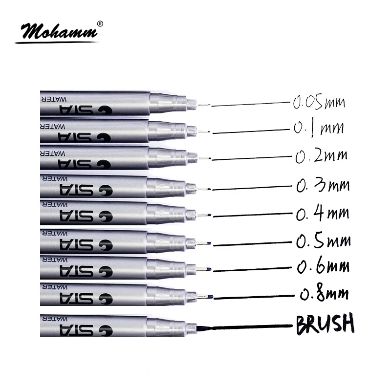 9 шт./лот STA Micron Ручка водонепроницаемый выцветающий наконечник тонкий лайнер черный эскиз водный маркер ручка для манга Рисование комического искусства