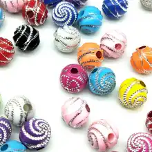 DIY 100 шт 8 мм дешевые горячие модные бусины 11 цветов акриловые бусины для браслета ожерелье аксессуары круглая спираль узор подарок