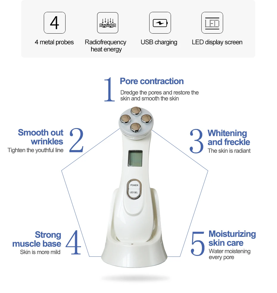 5in1 LED Photon Face Skin Rejuvenation Electroporation Mesotherapy with RF,EMS,Multi-function Radio Frequency Skin Care machine(19)