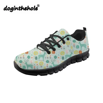 

doginthehole Shoes Women Flats Garden Giraffe Printing Breathable Mesh Flat Shoes Ladies Fashion Sneakers for Females Cute Shoes