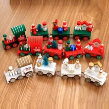 

Christmas Decorations For Home Train Figurine Set Christmas Toys Ornament Decor for Cute Gift Red Wood