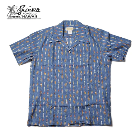 Bronson 40s Aloha стильный Гавайский тропический рубашки открытый пляж короткий рукав - Цвет: Blue