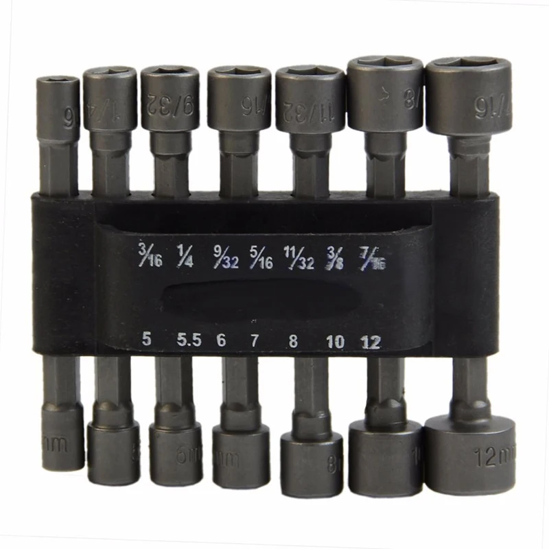 PEGASI 14pcs Power Nut Driver Drill Bit Set Metric Socket Wrench Screw 1/4