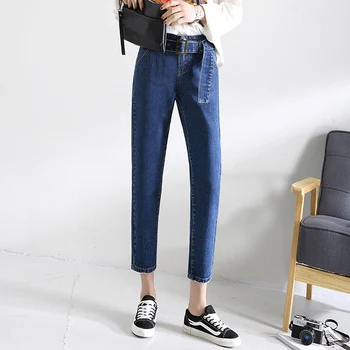 

Woman's Cropped Trousers Slim Simple Autumn Denim Jeans for Women Pants Breeches Overalls Vintage Female Torn Trousers