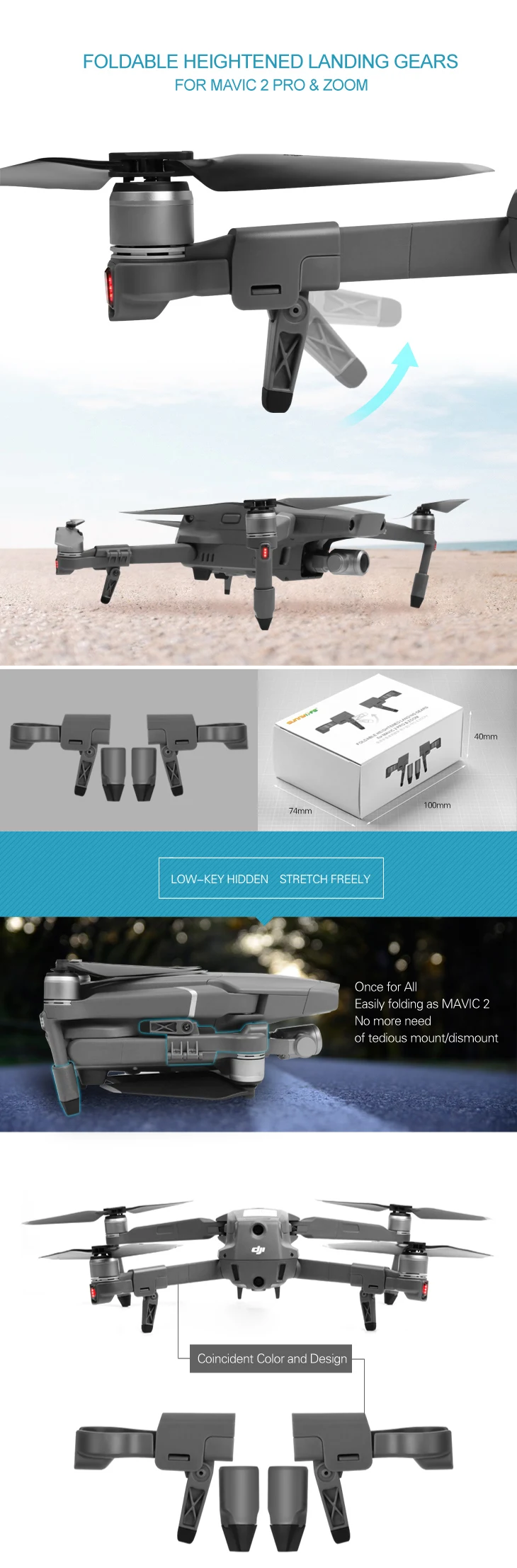 Sunnylife складной повышенной шасси стабилизаторы для DJI MAVIC 2 PRO и зум Drone интимные аксессуары