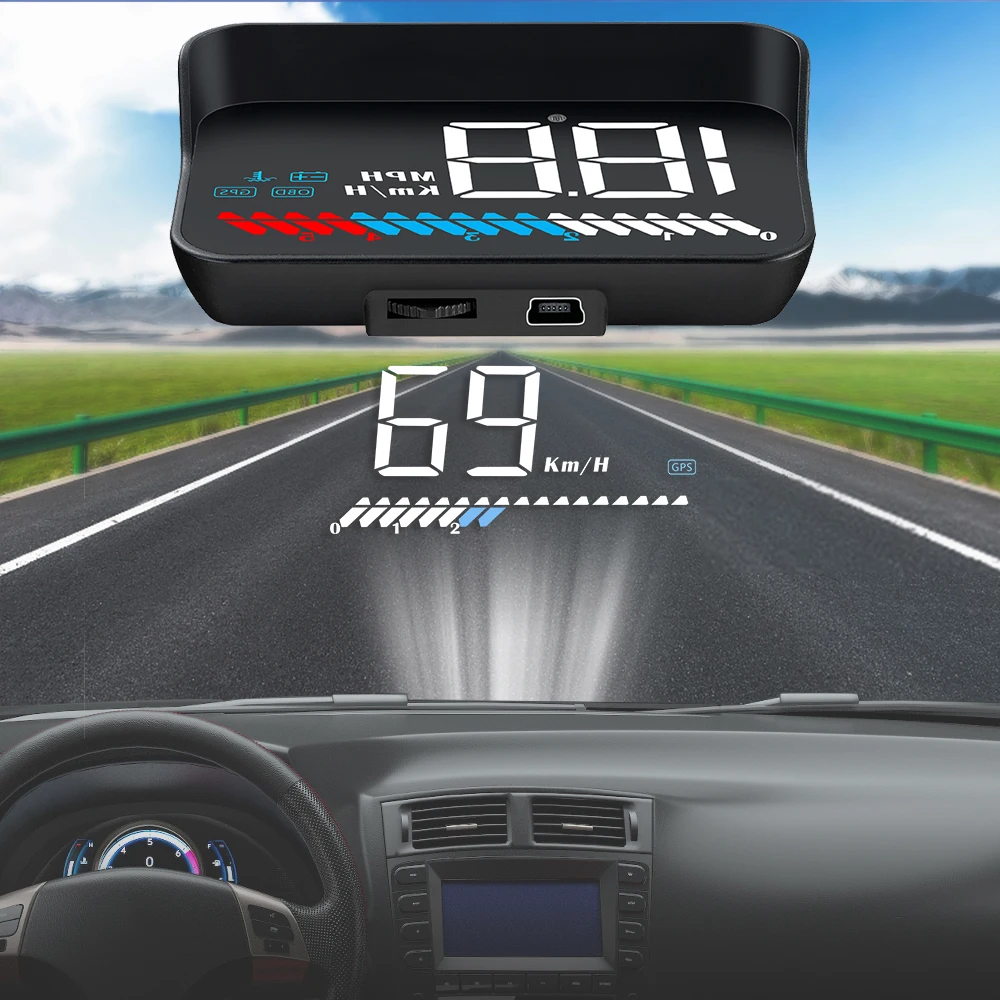 

HUD M7 GPS Car Digital Projector Speed Projection with Sunshade OBD2 Car Universal Windshield Speedometer Head Up Display