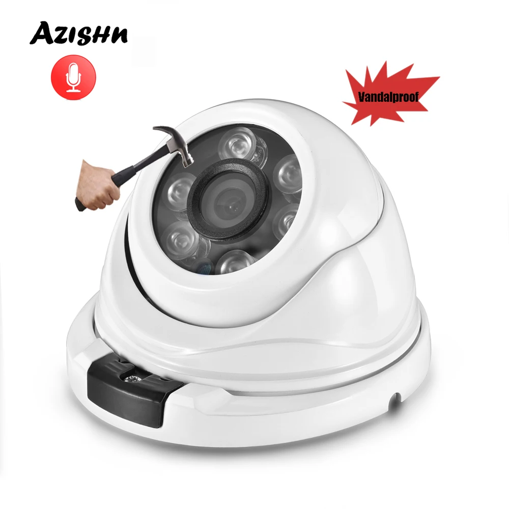 Acheter AZISHN Audio H.265 3MP grand angle IP caméra microphone onvif IP66 P2P XMEye réseau dôme sécurité CCTV caméra DC 12 V 48 V PoE