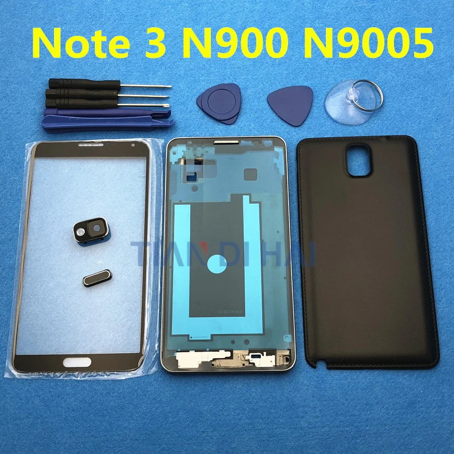 

Full Housing Case Middle Frame + Battery Cover + Front Screen Glass Lens For Samsung Galaxy Note 3 N900 N9005 N900S + Tools