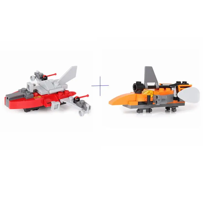 

2 Different Kinds Mini Transportation Assembled Models Blocks Plane Bricks Toys Kid Gift