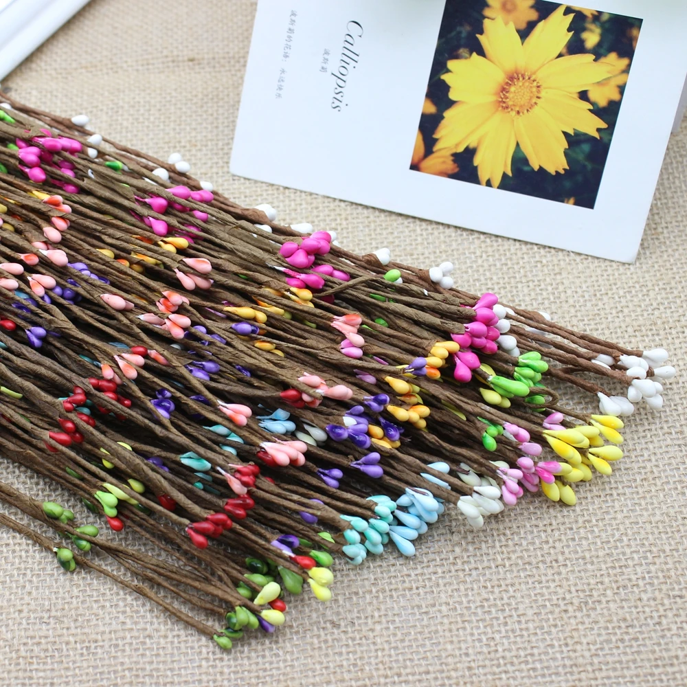

Cheap 10pcs 40cm Bud Artificial Branches Flower Iron Wire For Wedding Decoration DIY Scrapbooking Decorative Wreath Fake Flowers