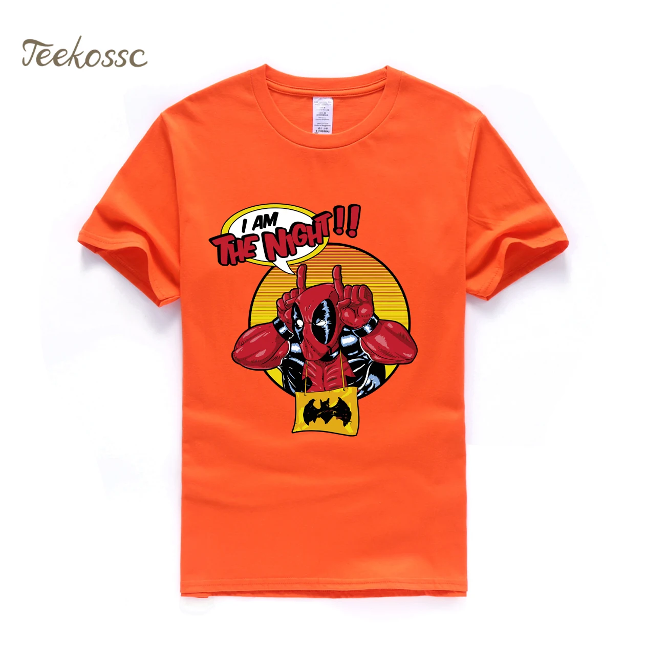 Мужская футболка с дэдпулом, футболка с надписью «I Am The Night»,, летние топы, футболка с графическим рисунком, хлопковая футболка, забавная Мужская футболка с надписью «Dead Pool» - Цвет: orange