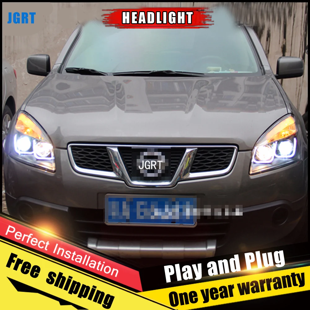 Автомобильный Стиль светодиодный фары для Nissan Qashqai 10 13 налобный фонарь DRL
