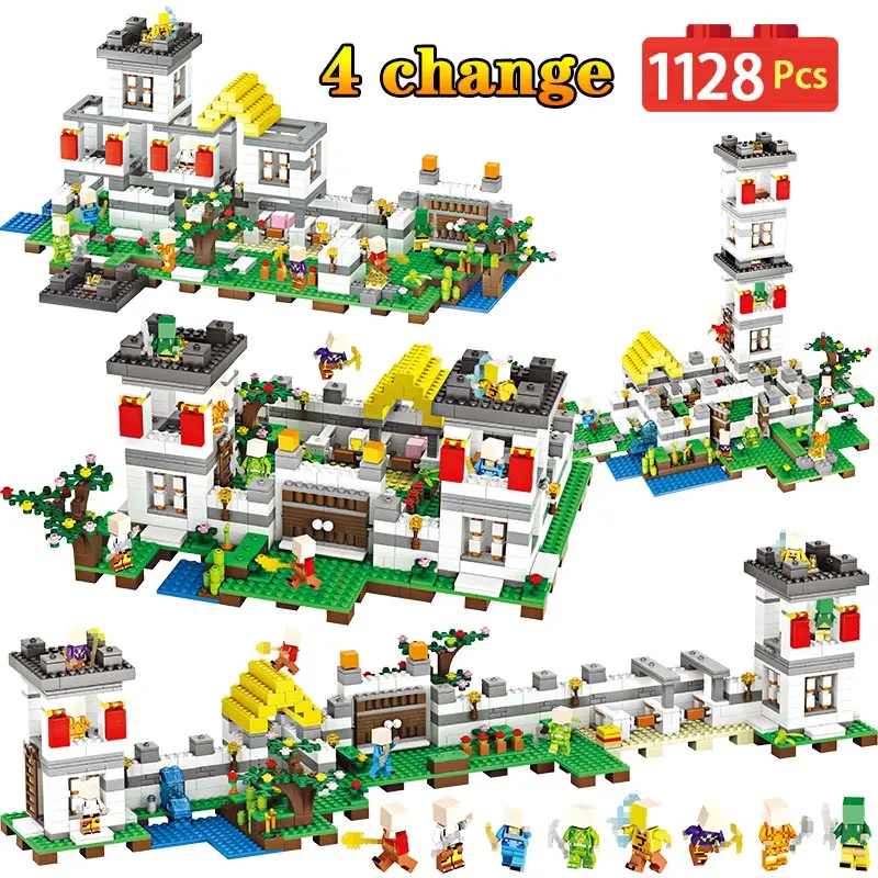 

1128PCS Creator My World Blocks Compatible LegoINGLYS Minecrafted Forest Manor House Bricks 3 Change Bricks Toys For Children