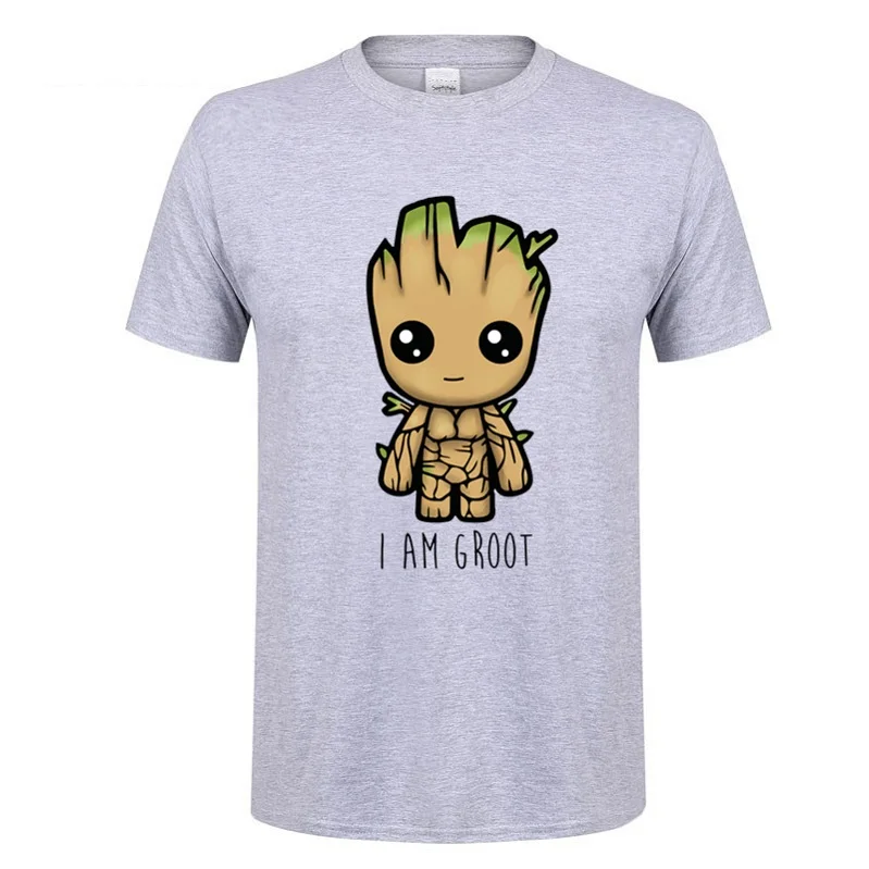 ; Новинка; футболка с надписью «I Am groot футболка для мужчин Повседневное модная футболка Для мальчиков и девочек в стиле «хип хоп Уличная футболка harajuku топы, футболки, camisetas - Цвет: Light grey 1