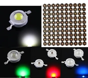 

100PCS LOT LED 1W 3W 35mli 45mli PCB + chips 20mm hight power Bulb SMD Lamp Light white blue red green yellow pink light beads