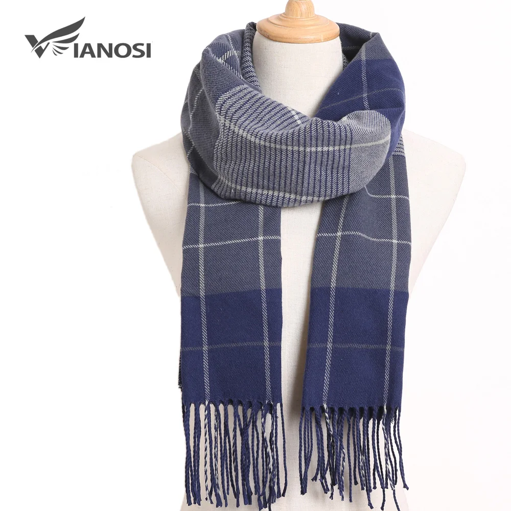 [VIANOSI] зимний классический клетчатый шарф, мужские однотонные шарфы, модные шарфы на каждый день, кашемировые шарфы