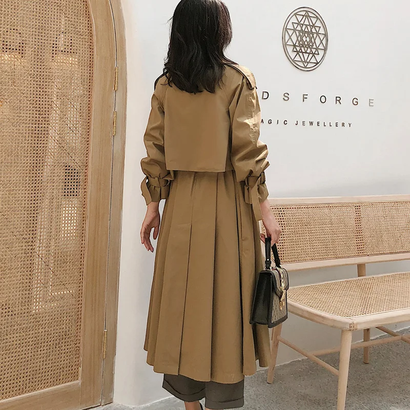 Long Trench Coat For Women 2019 Spring Autumn New Fashion Khaki