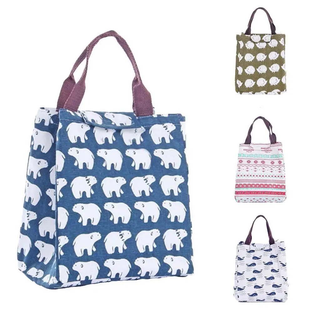 

Women Cartoon Whale Bear Canvas Hot Cold Lunch Bag Tote Picnic Storage Pouch HOT