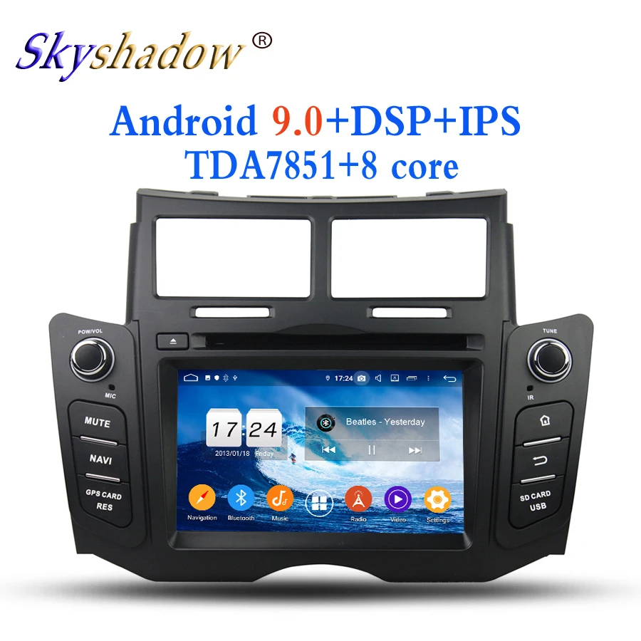 Best 2din Android 9.0 4GB RAM Octa core For Toyota YARIS 2005- 2010 2011 Car DVD Player Wifi Bluetooth 4.2 RDS RADIO GPS Glonass Map 3