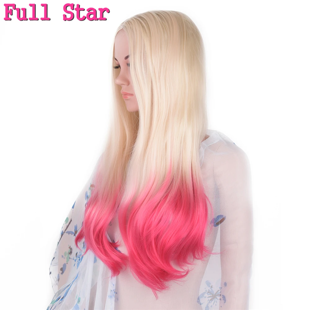 Полная звезда 2" 280 г Черный Омбре серый блонд розовый синий серый фиолетовый парики полная голова длинные Nuatral волна синтетический черный женский парик