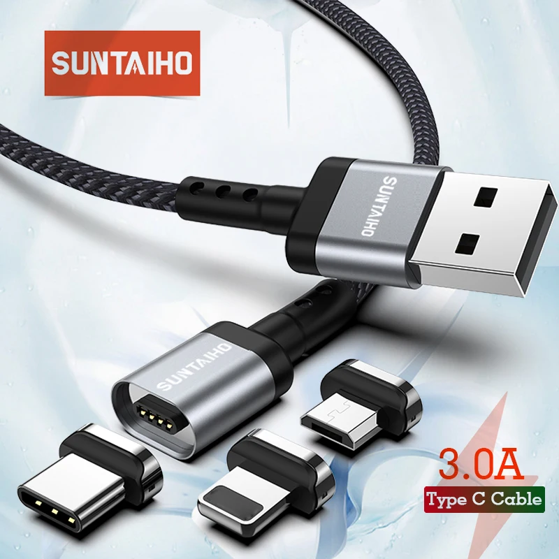 كابل مغناطيسي ل iphone المغناطيسي شاحن للإضاءة كابل المصغّر USB نوع C كابل سريع شحن سلك Microusb USB نوع-C المغناطيس