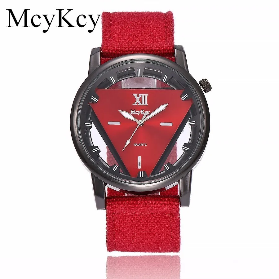 

New McyKcy Brand Personality Unique Hollow Triangle Watches Men Army Military Watches Clock Male Quartz Watch Clock Hot Selling