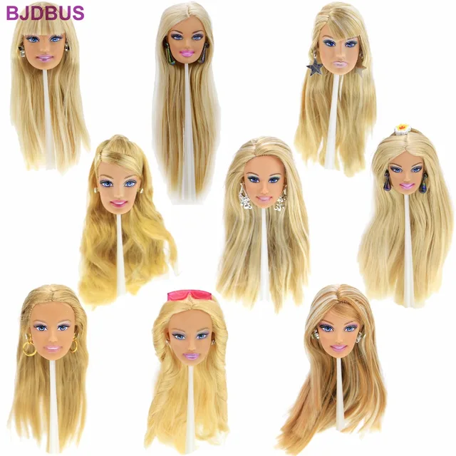 Best Offers Excellent Quality Doll Head Different Face Straight Curly Hair With Fashion Random Earrings DIY Accessories For 12" Doll Toys