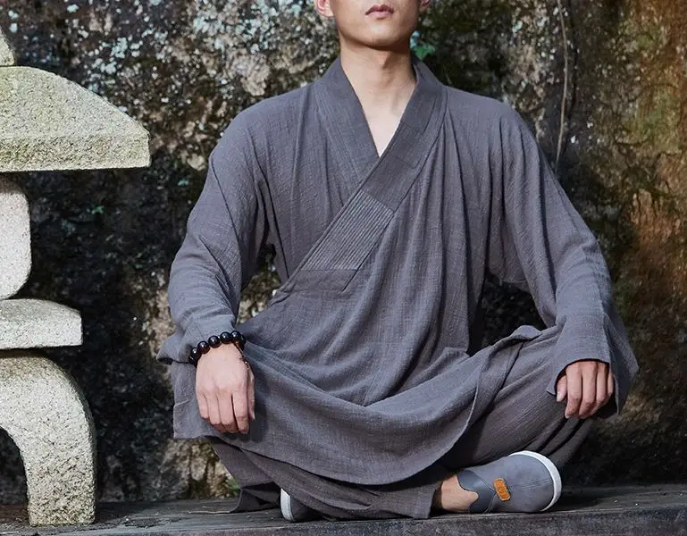 

unisex Summer cotton kung fu lohan/arhat suits lay meditation uniforms Zen buddhist shaolin monk clothing gray/green/blue/yellow