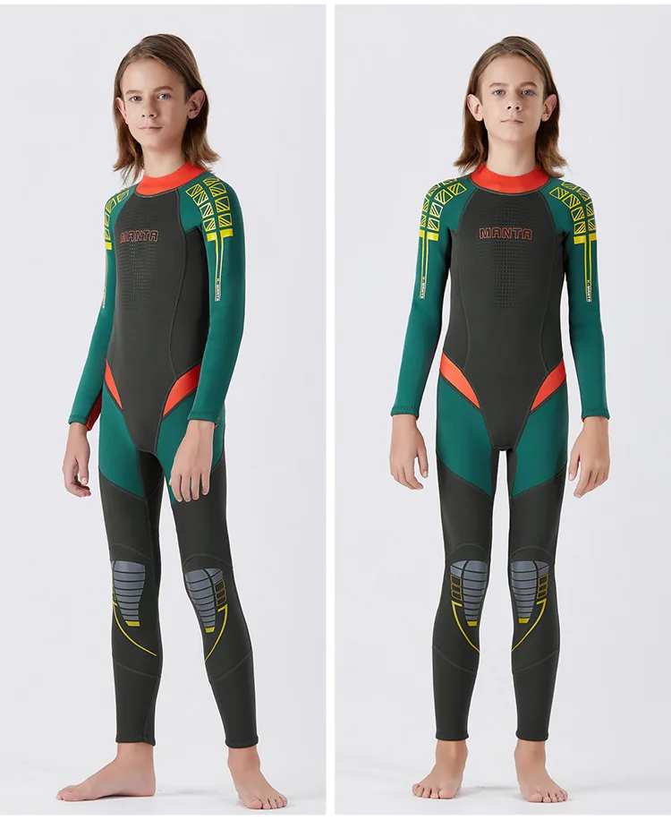 New Wetsuit Children for Boys Girls Keep Warm Long Sleeves UV Protection Swimwear One-piece 2.5 MM Neoprene Kids Diving Suit