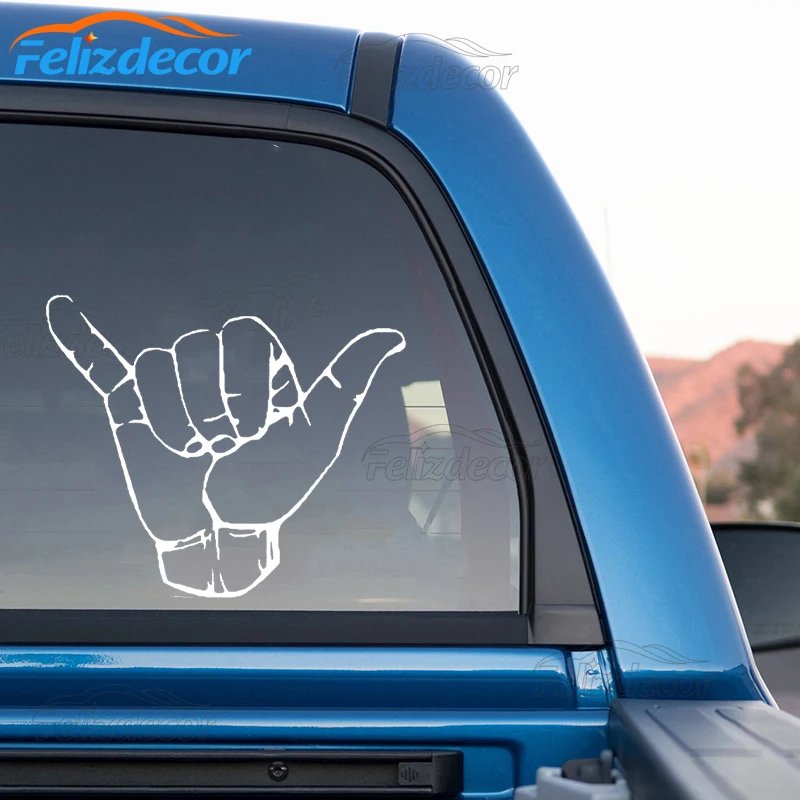 18*15cm Hand Hang Loose Car Vinyl Decor Decals Art Laptop Decal Sticker Sign Language white black L768 - Image 4