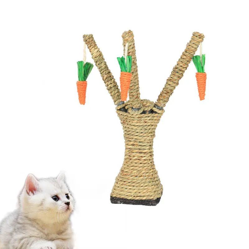 

Cat Scratcher Tree Sisal Fabric Pet Cat Toy Interactive Training Toys Pet Scratching Climbing Tree with Carrots