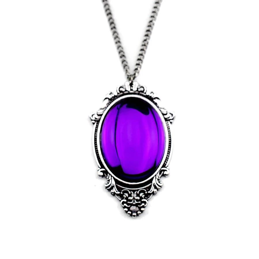 

Do Dower New Antique Silver Color Necklace Purple Large Precious Stone Pendant Necklace for Women Jewelry Gifts NE-GHB093