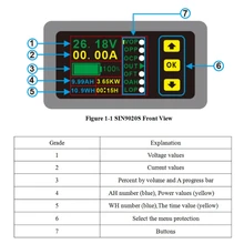 Цифровой мультиметр тестер заряда-разряда батареи DC 0-90 в 0-20A Вольт Ампер метр# Aug.26