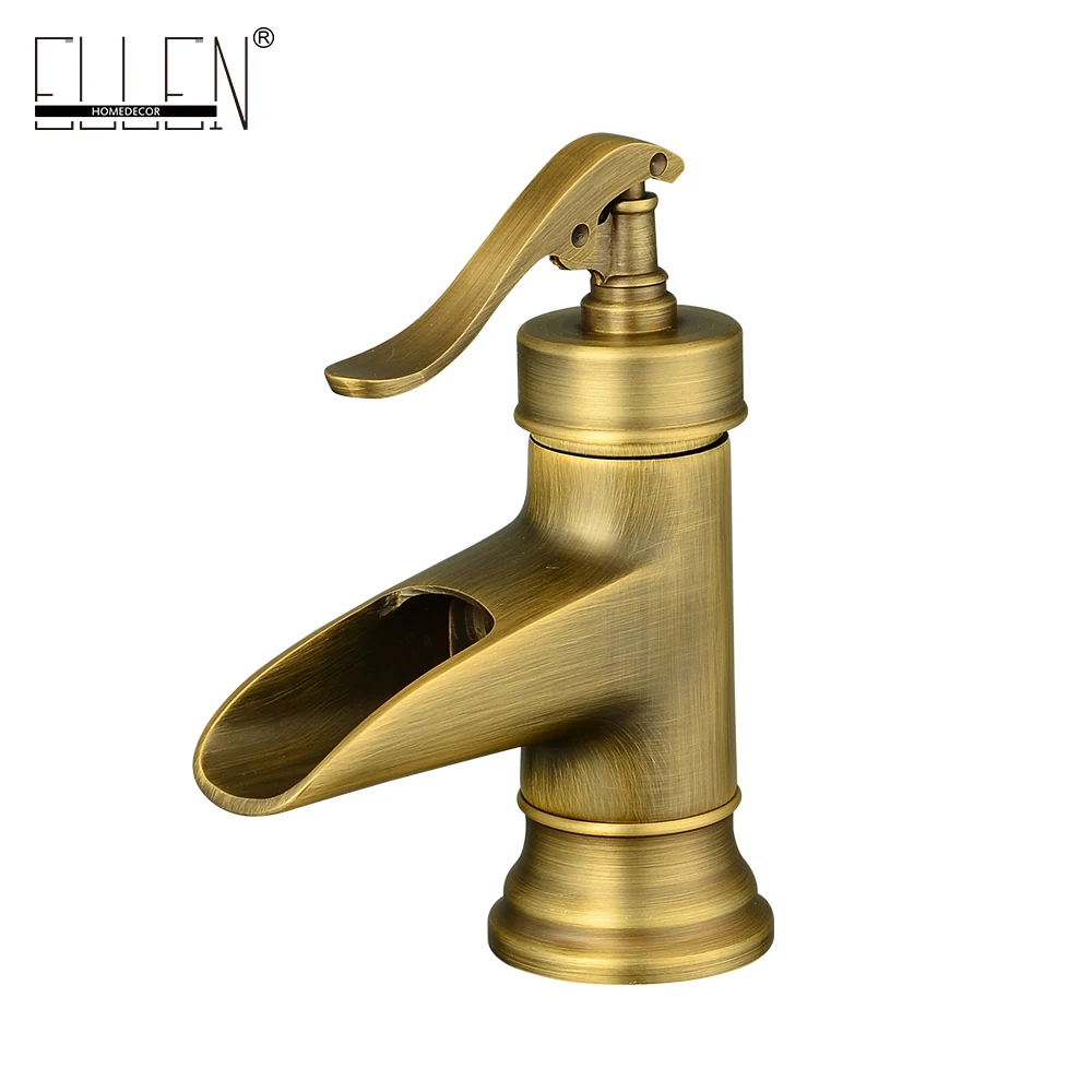 

Free shipping antique brass bathroom faucet deck mount single handle vanity sink mixer robinet salle de bain water taps EL5006SA