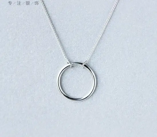 Реальный. Цепочка с подвеской из серебра 925 пробы 18 дюймов GTLX1015|circle pendant necklace|circle