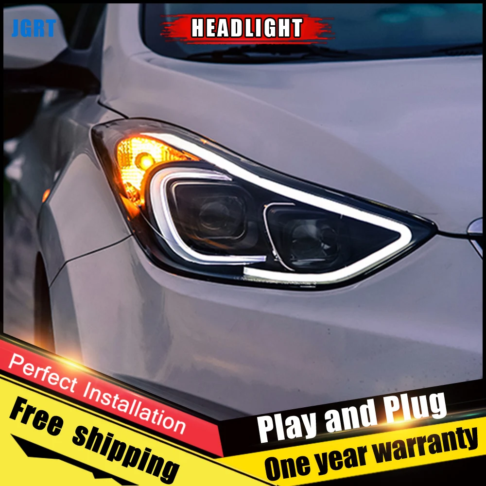 Автомобильный Стиль светодиодный фары для Hyundai Elantra 2013 2016 головная лампа объектив