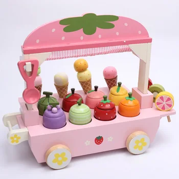 

New 1 Set Wooden Toy Pretend Play Toy Simulation Magnetic Ice Cream Colourful Kitchen Food Baby Infant Toy Food Birthday GiftD29