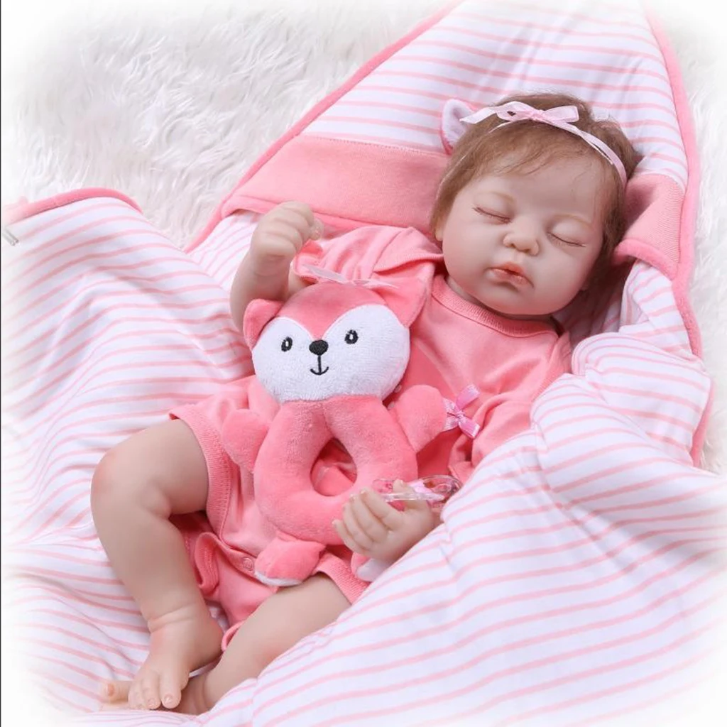 100% Safe Soft  Full Silicone Doll 19inch Reborn Kits Unpainted Newborn Baby Doll with Head 3/4 Arms Full Legs