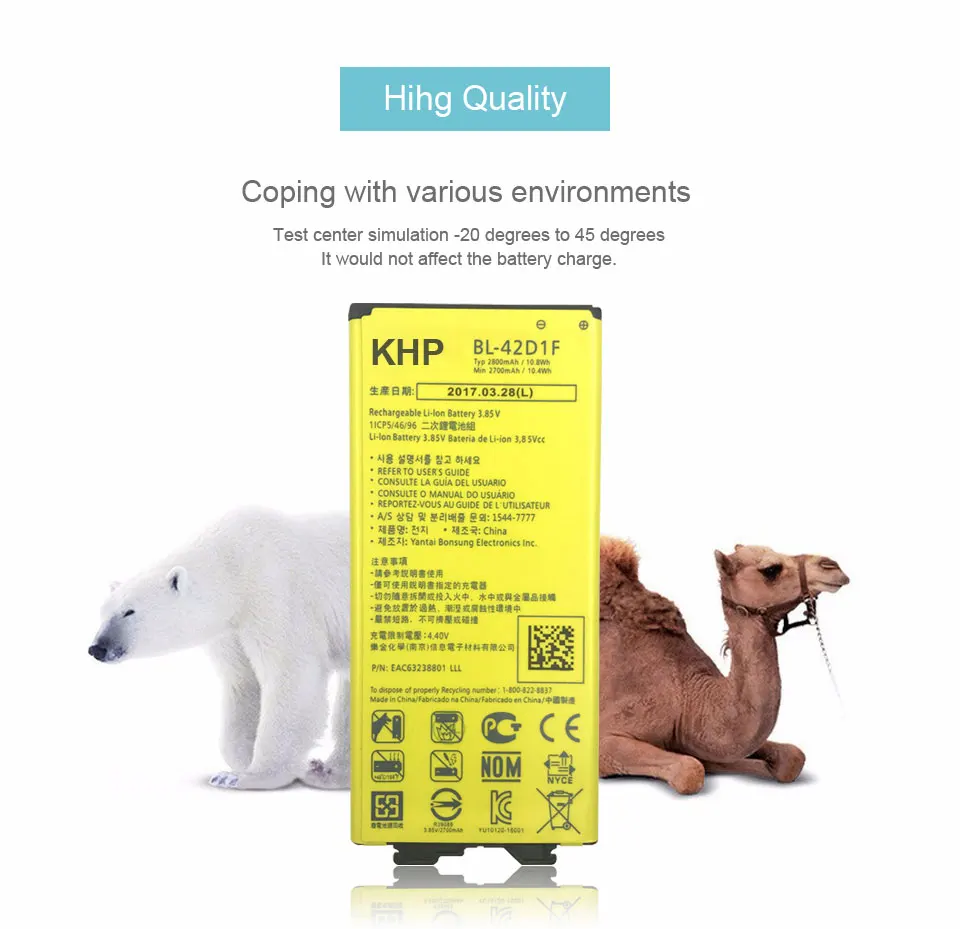 2017 KHP NEW 100% BL-42D1F Phone Battery For LG G5 H868 H860 F700K H850 Real 2800mAh High Quality Mobile Replacement Battery (12)