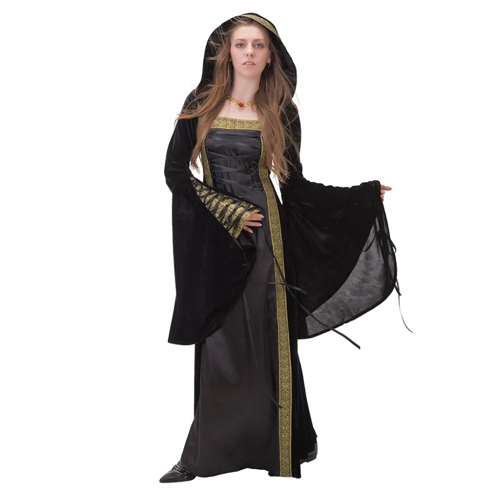 Long Sleeves Rococo Ball Grown Gothic Medieval Victorian Black