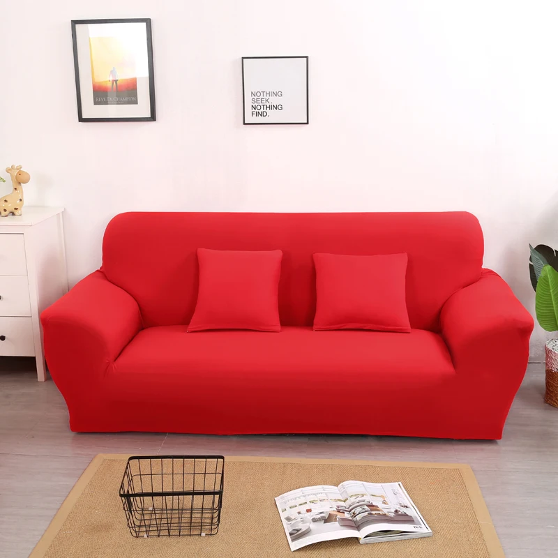 

Spandex Stretch Solid Wine Red Sofa Cover Big Elasticity 100% Polyester Sofa Furniture Cover