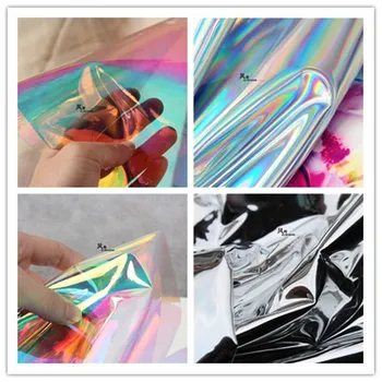 

50cm*120cm Laser tpu fabric mirror fluorescent clothing bags waterproof PVC leather cloth
