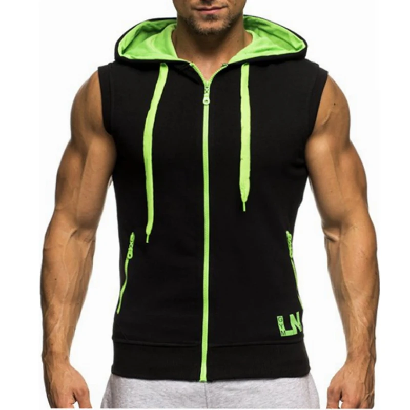 

Tank Top Men 2016 Brand Male Gym Sling Zipper Decoration Sleeveless Vest Gym Clothing Bodybuilding Top Tank Mens Jersey 2XL FYWN