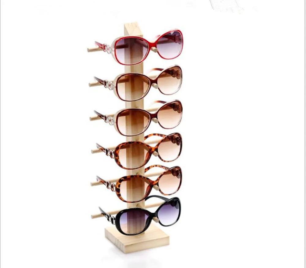  2/3/4/5/6 Layers Wood Sunglass Display Rack Shelf Eyeglasses Show Stand Jewelry Holder for Multi Pa