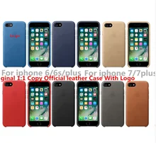 Phone Cases For iphone 7 With LOGO Original Official 1:1 Leather Case cover for iPhone 6 6S 7 Plus case Original Copy Back Cover
