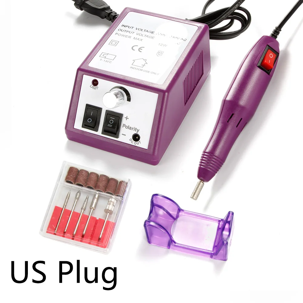 Электрический аппарат для маникюра, гель для снятия лака, фрезы для ногтей, фрезы для педикюра, набор шлифовальных фрез, инструмент для дизайна ногтей - Цвет: purple US