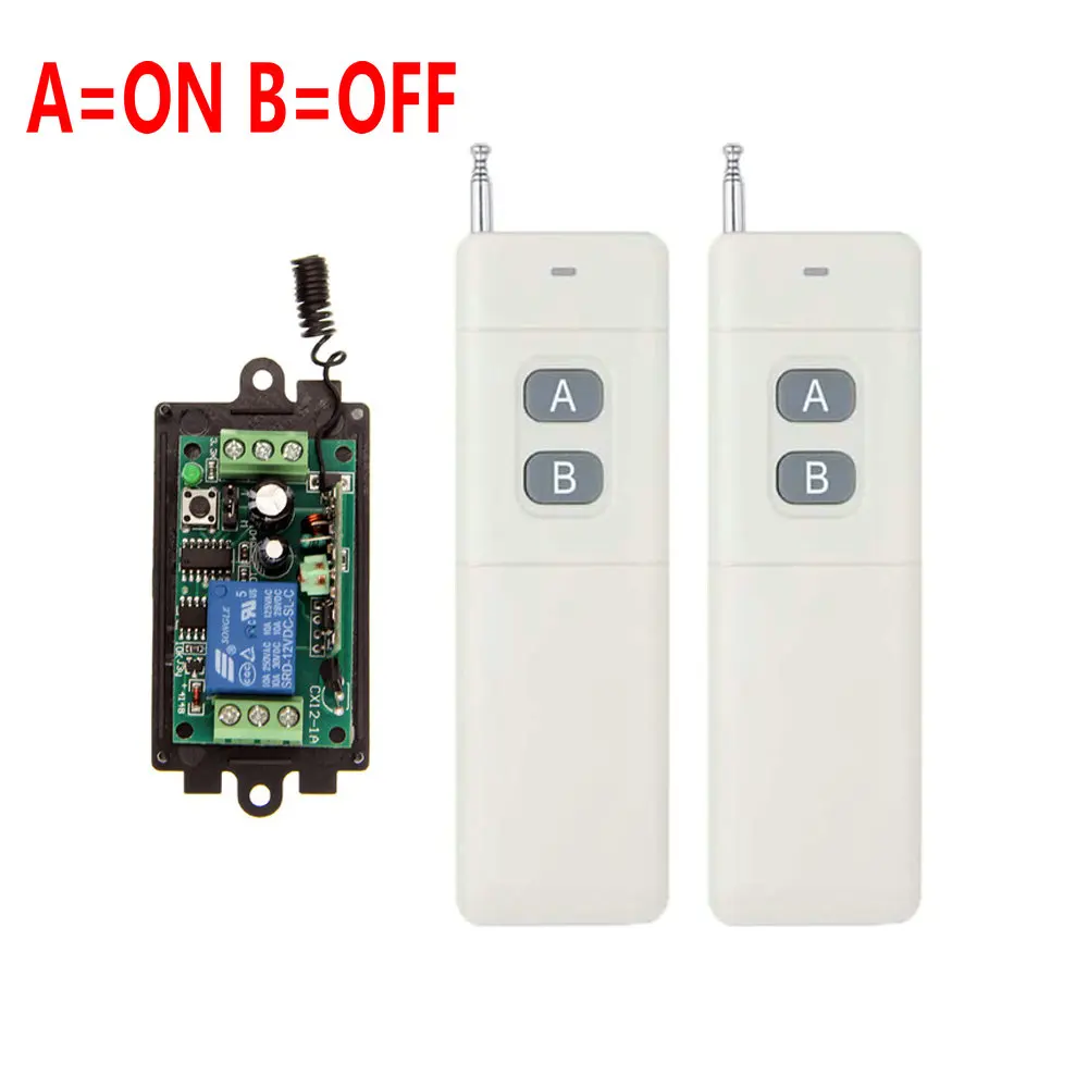 

3000m DC 9V 12V 24V 1 CH 1CH RF Wireless Remote Control Switch System,Transmitter + Receiver,Latched (A=ON B=OFF)