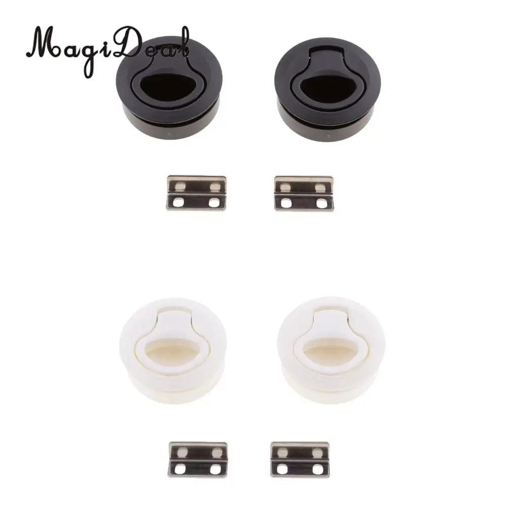 MagiDeal 2pcs White/Black Nylon Marine Locker Hatch Latch Turning Boat Lock Lift Handle for Canoe Dinghy Yacht Rafting Boating